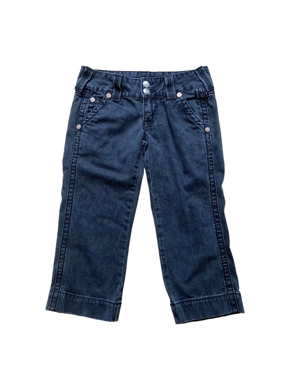 Rare True Religion Sammy crop Big T faded black capris pedal pusher pant size 28 - Picture 2 of 12